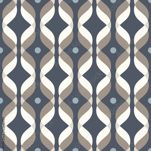 Ogee seamless vector curved pattern, abstract geometric background. Mid century modern wallpaper pattern.