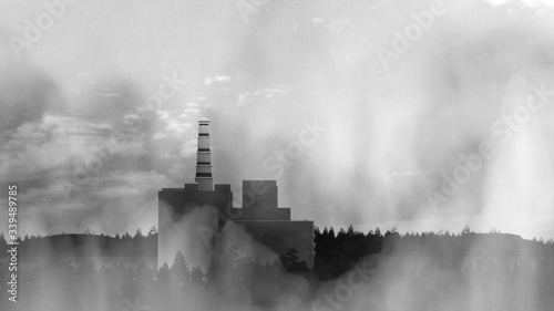 forest during forest wildfires around the Chornobyl exclusion zone