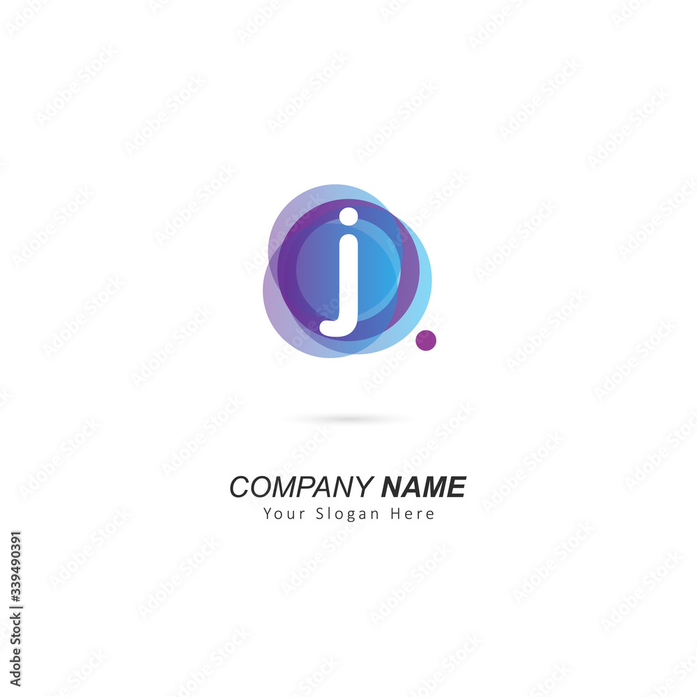 Abstract lowercase J letter Logo design with circle and dot element. Vector illustration template Abstract lowercase J letter Logo design with circle and dot element. Vector illustration template