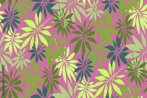Tropical leaves seamless background pattern. Vector floral design. Textile, fabric, wallpaper