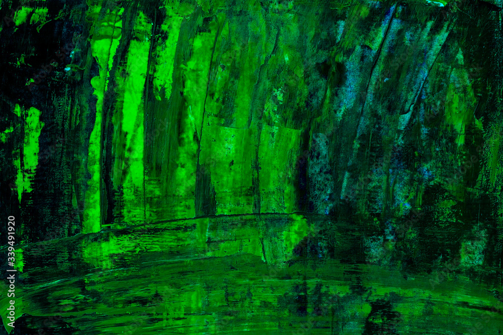 Obraz premium Abstract art background. Acrylic painting. Fragment of the canvas. Multicolor green texture. Modern Art. 