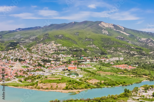 Mtskheta located at the meeting of Kura and Aragvi rivers. Unesco town Mtskheta in Georgia.