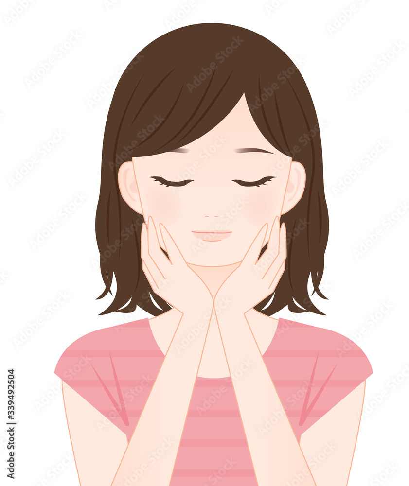 顔に手を当てている女性 顔に手を当てている女性