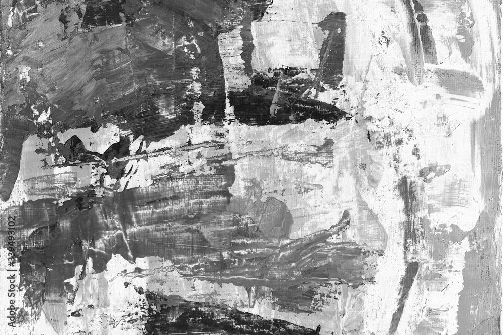 Abstract art background. Acrylic painting. Fragment of the canvas. Gray and black texture. Modern Art.	