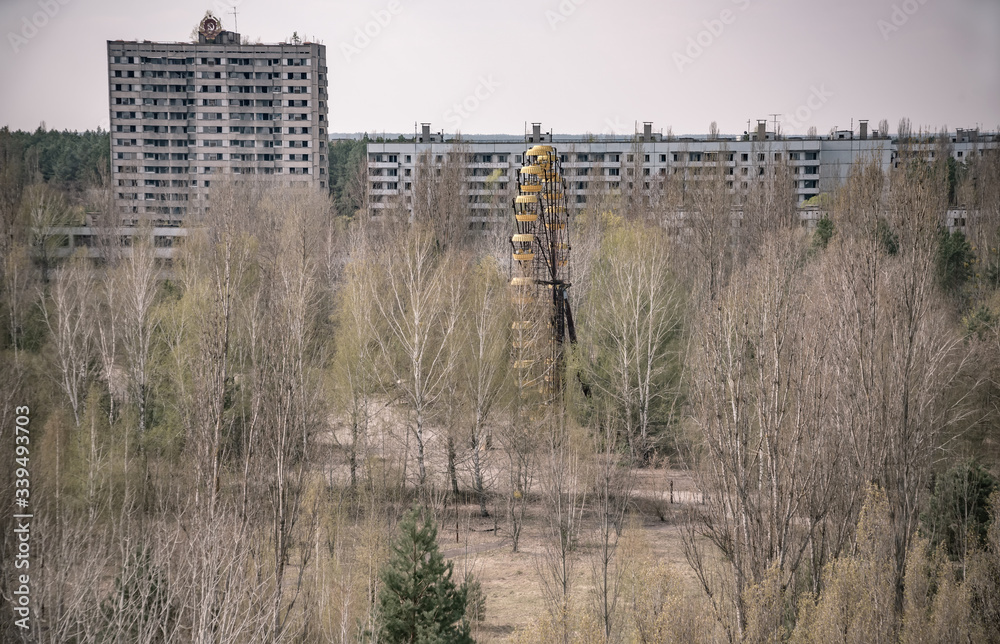 central square of abandoned town Pripyat Chernobyl exclusion zone Ukraine central square of abandoned town Pripyat Chernobyl exclusion zone Ukraine