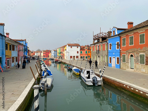 Island murano in Venice Italy. View on canal with boat and motorboat water © murat