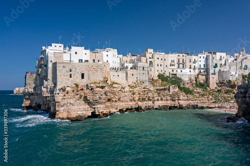 Fototapeta Naklejka Na Ścianę i Meble -  Panoramic view of the town of Polignano a mare in Puglia, Italy.