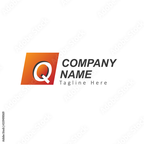 Initial Letter Q Logo with Square. Design Vector Illustration Template