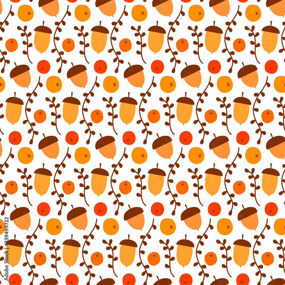 Fototapeta premium Seamless pattern with acorns. Vector illustration.