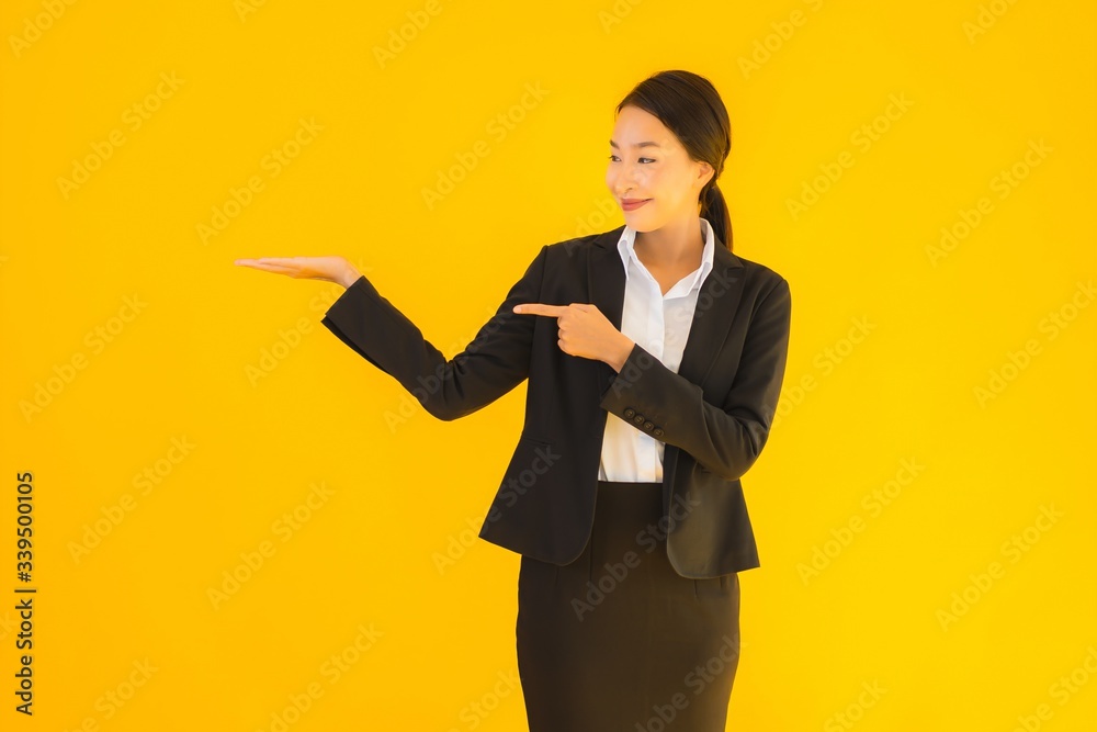 Beautiful portrait young business asian woman happy smile in many action Beautiful portrait young business asian woman happy smile in many action