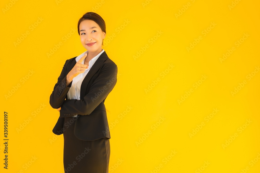 Beautiful portrait young business asian woman happy smile in many action Beautiful portrait young business asian woman happy smile in many action