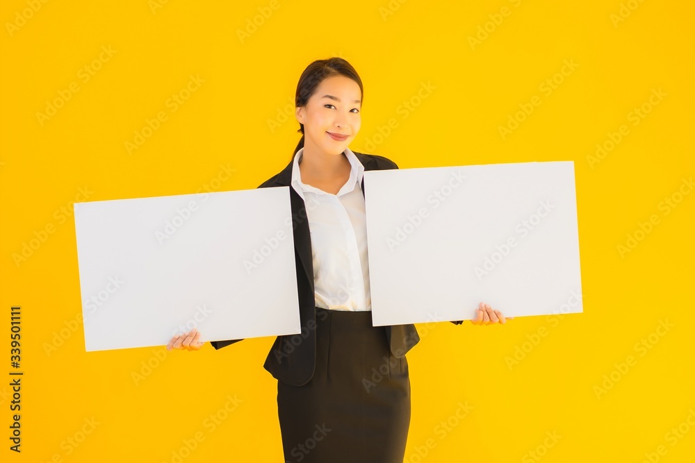 Beautiful portrait young asian woman with empty board Beautiful portrait young asian woman with empty board