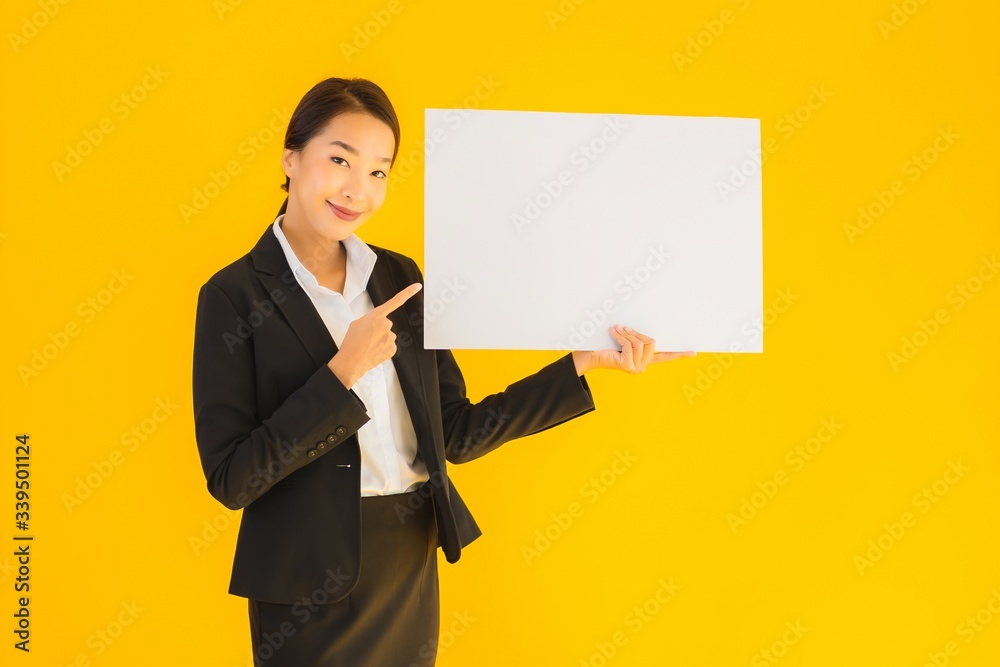 Beautiful portrait young asian woman with empty board Beautiful portrait young asian woman with empty board