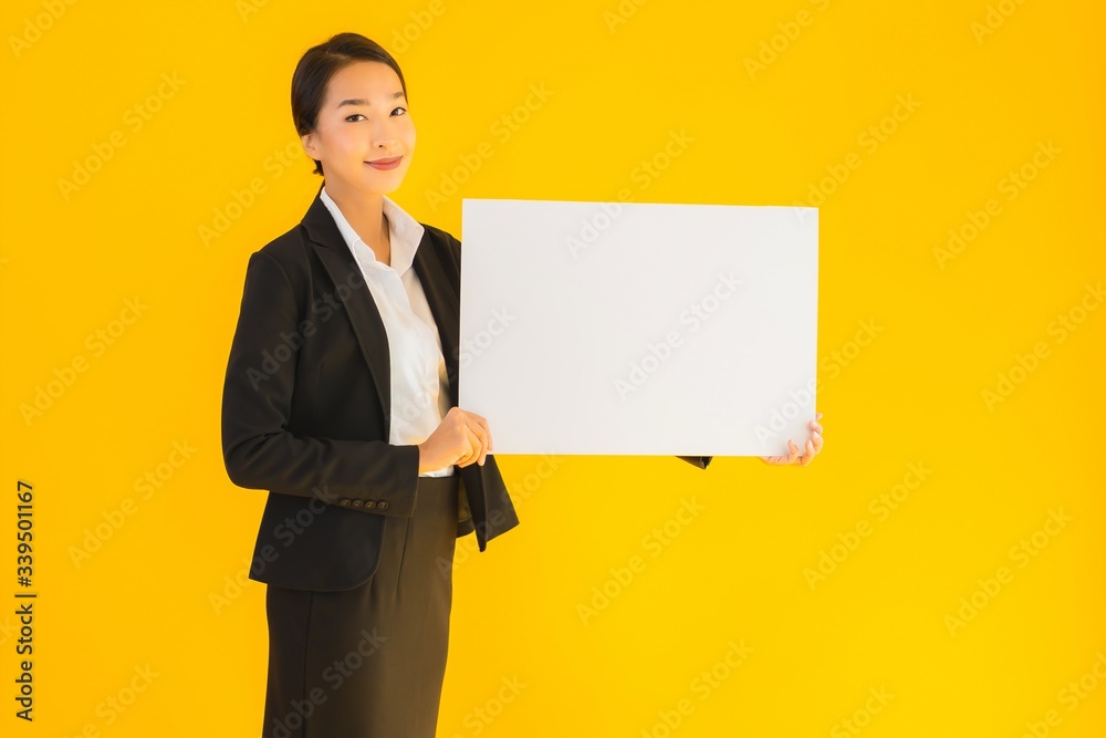 Beautiful portrait young asian woman with empty board Beautiful portrait young asian woman with empty board