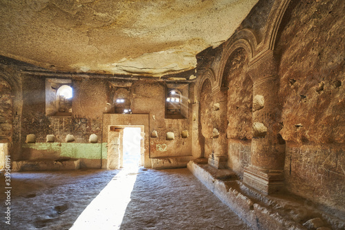 Interior of a cave church in Cappadocia