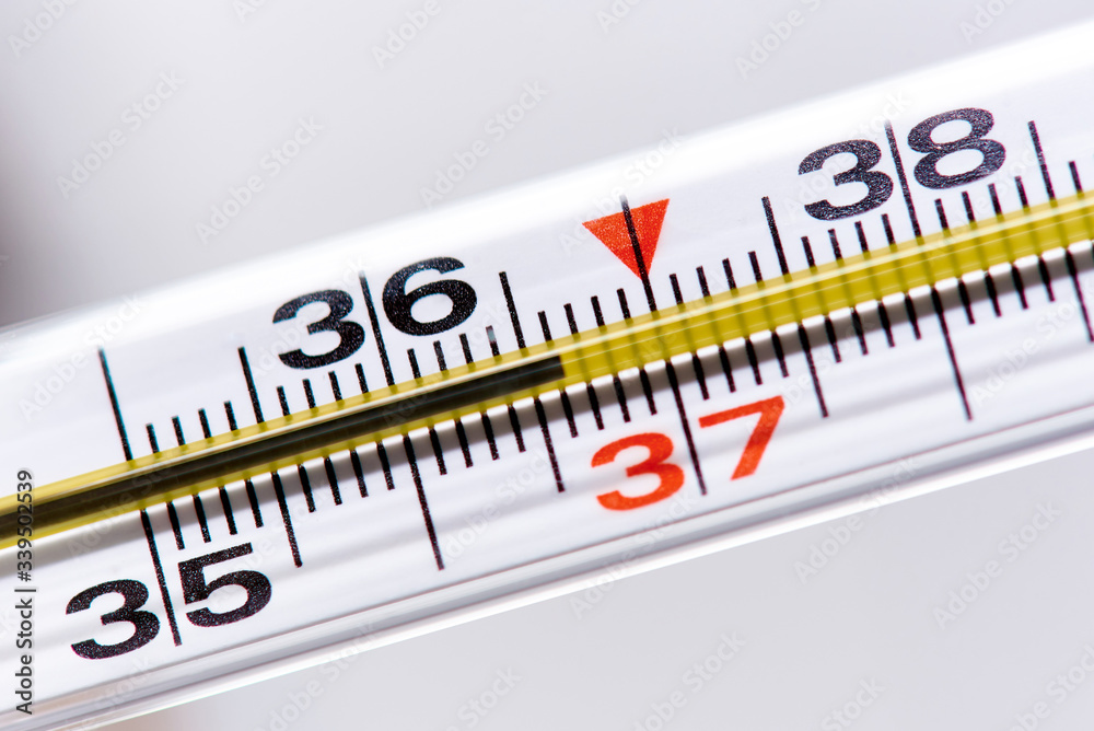 Thermometer with a temperature of 36.6 close-up. Thermometer with a temperature of 36.6 close-up.