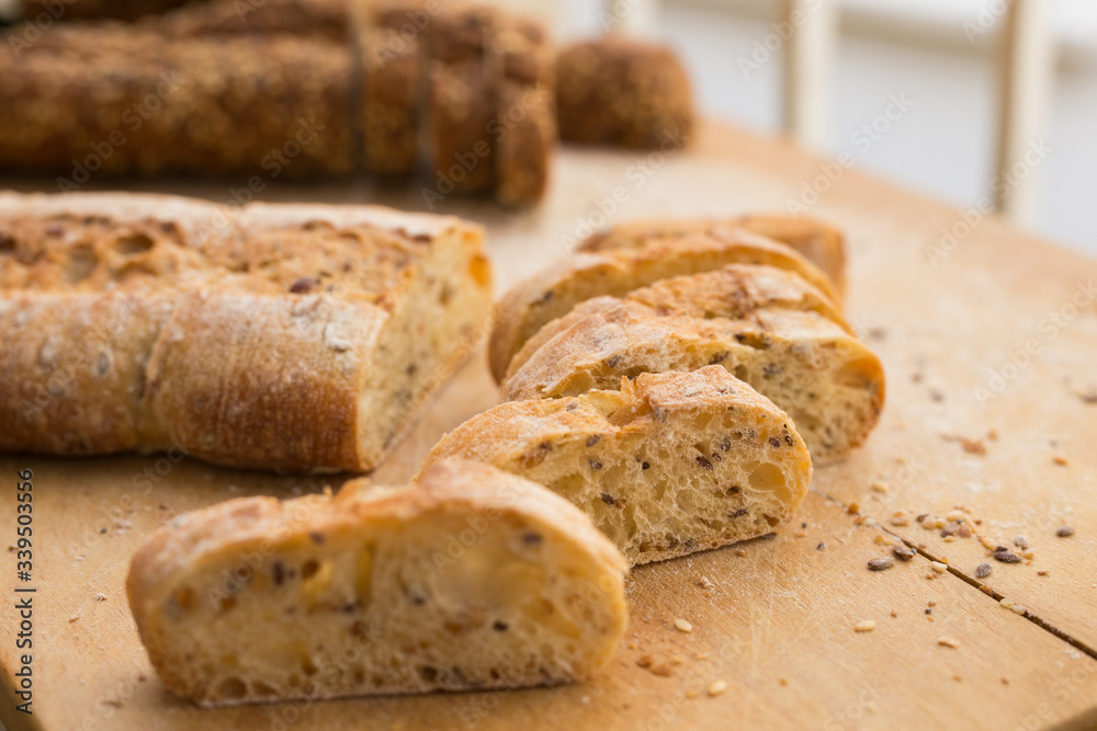 fresh loaf of bread on wooden board fresh loaf of bread on wooden board