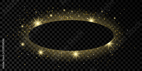 Golden oval frame with glitter