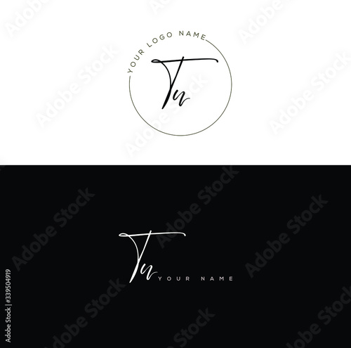 T N TN  Initial letter handwriting and signature logo. photo