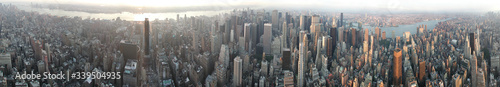 New York panorama view from Empire State Building with Hudson and East River