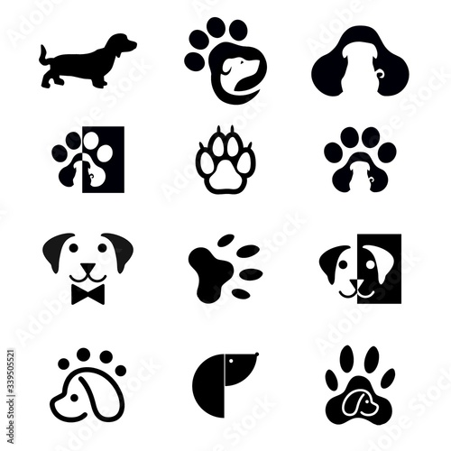 dog paw icon set