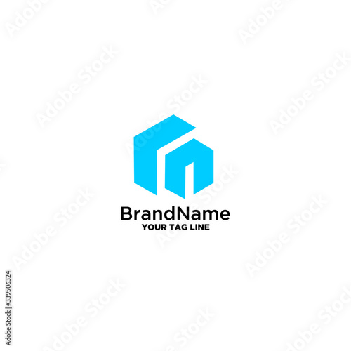 leter R and N abstrack logo template.