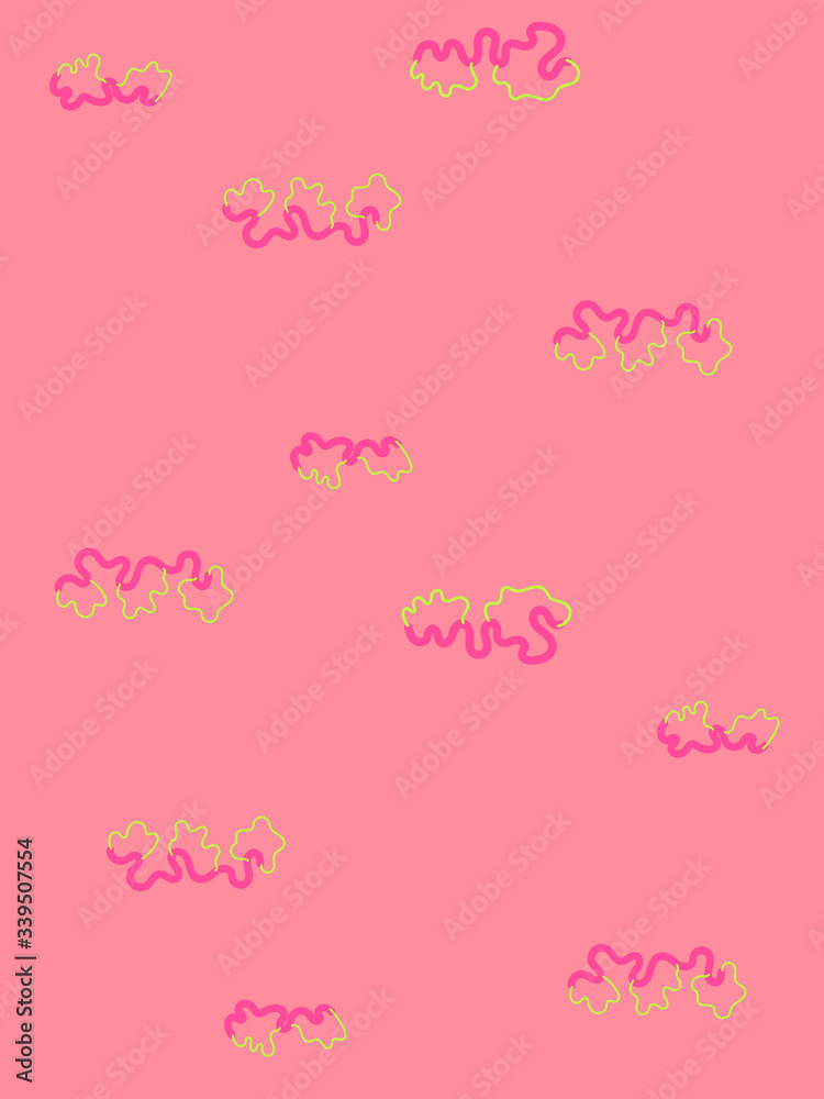 Abstract bright background with pink wavy elements.
