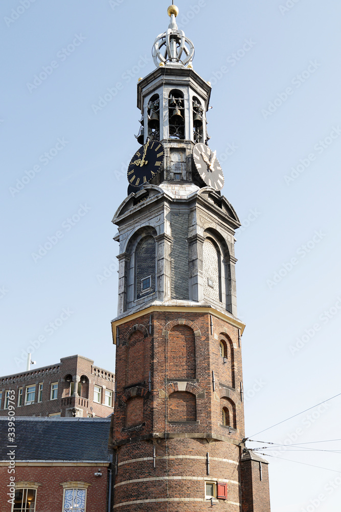 Obraz premium The Munttoren tower in Amsterdam, The Netherlands