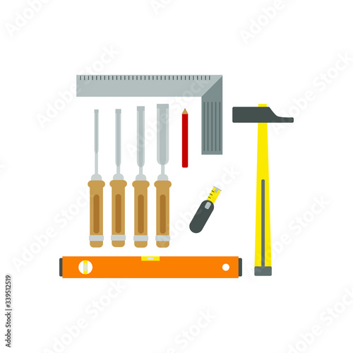 woodworking tool kit. illustration for web and mobile design.