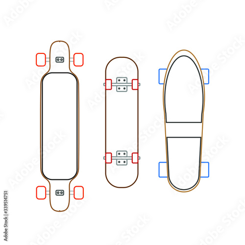 different types of skateboards. illustration for web and mobile design.