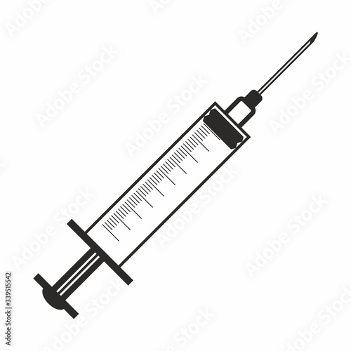Syringe Icon. Disposable Syringe for Injection Illustration on White Background.
