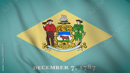 delaware flag is waving 3D animation. delaware state flag waving in the wind. 3D rendering Waving flag design.