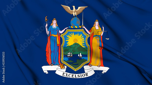 New York State flag is waving 3D animation. New York State flag waving in the wind. National flag of New York State. 