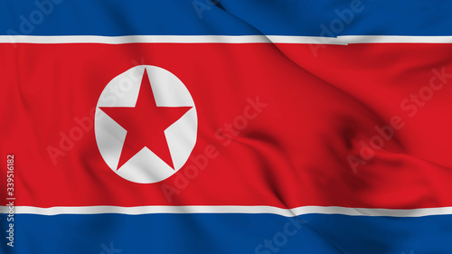 north Korea flag is waving 3D animation. north Korea flag waving in the wind. National flag of north Korea. 3D rendering Waving flag design.
