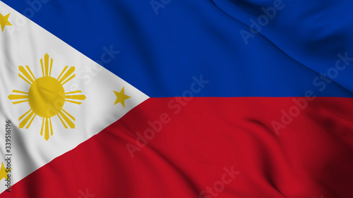 Philippines flag is waving 3D animation. Philippines flag waving in the wind. National flag of Philippines. 3D rendering Waving flag design.