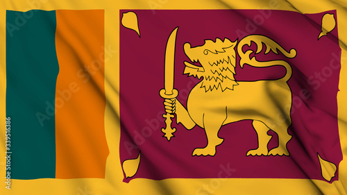 sri lanka flag is waving 3D animation. sri lanka flag waving in the wind. National flag of sri lanka. 3D rendering Waving flag design.