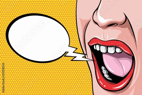 Woman Screams Pop Art Retro Vector Illustration