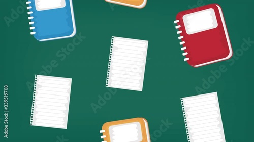 text books and sheets pattern animation