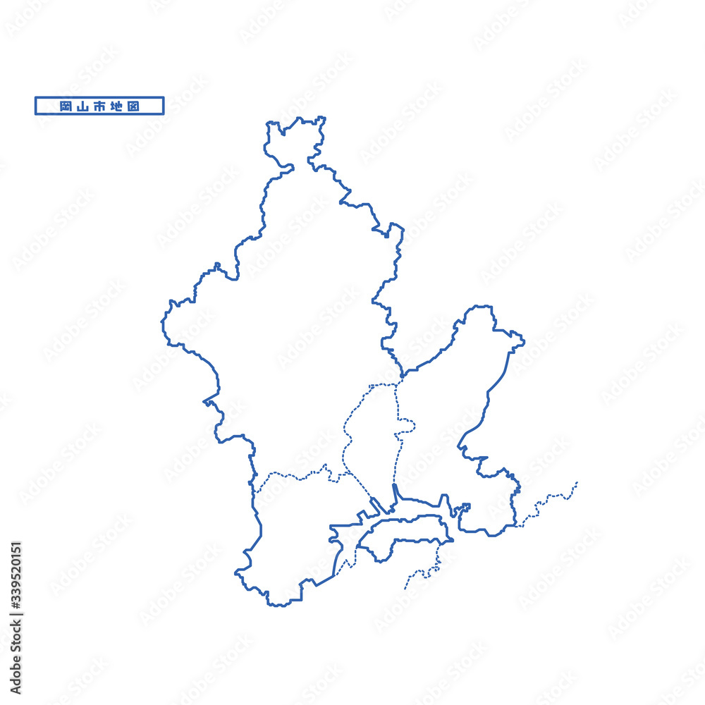 岡山市地図 シンプル白地図 市区町村