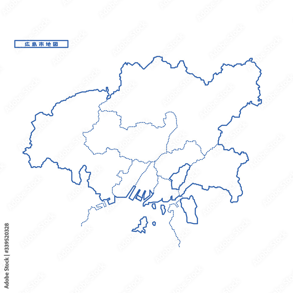 広島市地図 シンプル白地図 市区町村