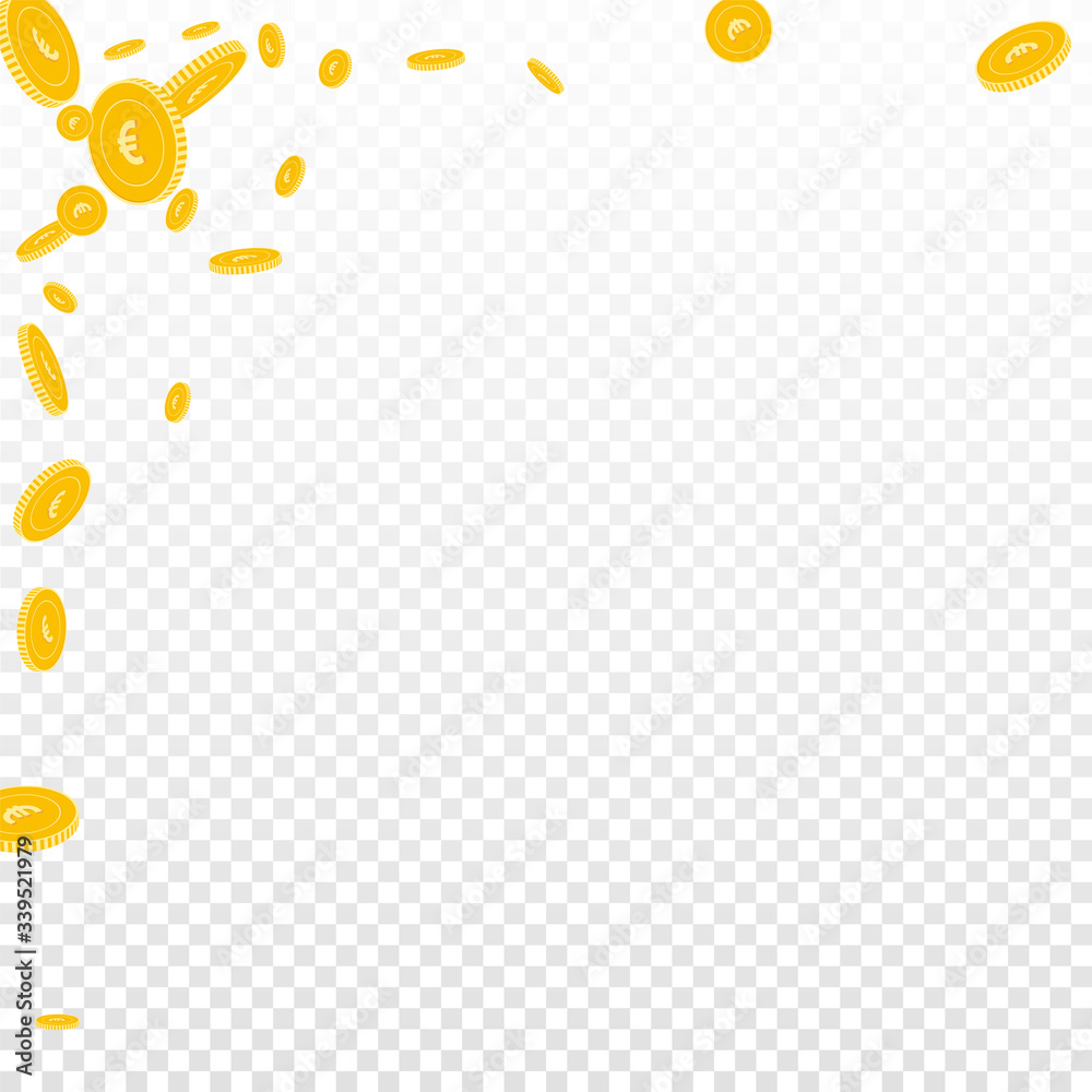 European Union Euro coins falling. Scattered disor European Union Euro coins falling. Scattered disor