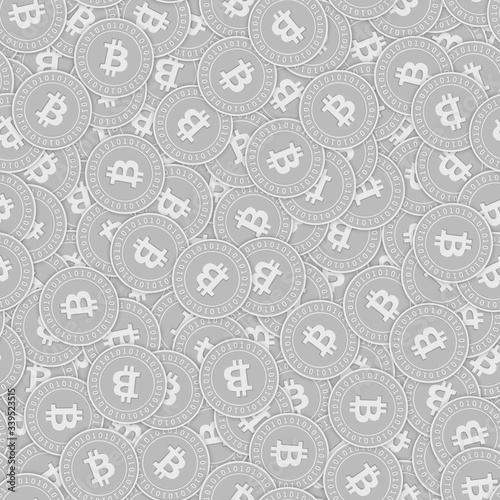 Bitcoin, internet currency silver coins seamless p