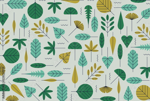 Conjunto de hojas y ramas vectorial plano aisladas estampado 
