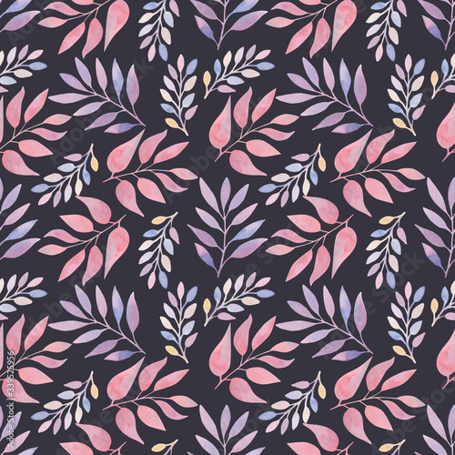 Floral pattern on white background. Watercolor print. Seamless texture. Elegant template for fashion prints. Hand-drawn illustration