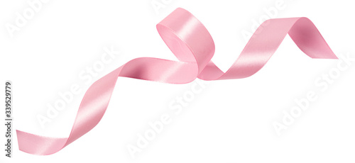A pink ribbon isolated on a white background with clipping path.