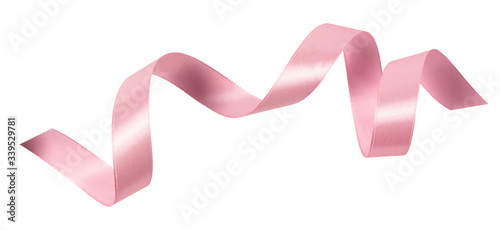 Photo A pink ribbon isolated on a white background with clipping path.