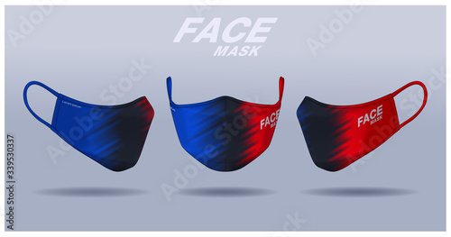 face mask design template, dust protection & breathing medical respiratory.