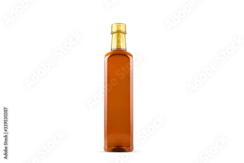 Glass bottle or honey jar isolated on white with clipping path