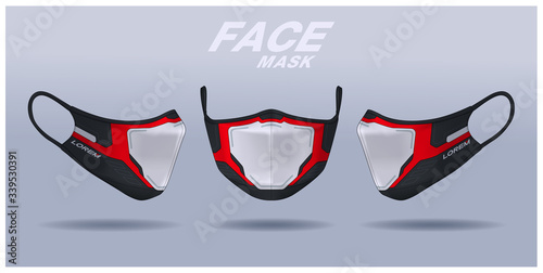 face mask design template, dust protection & breathing medical respiratory.