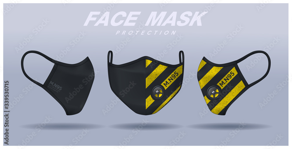 face mask design template, dust protection & breathing medical ...